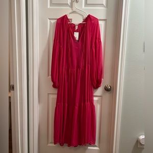 Hot pink chiffon maxi dress